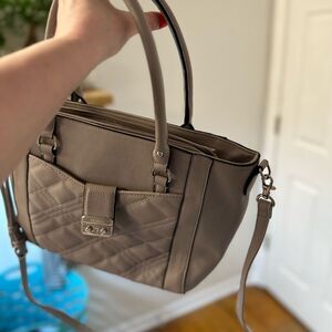 Rosetti gray crossbody bag w handles-multiple pockets-zipper closure-quilted